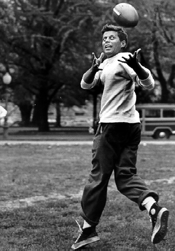 JFK John F. Kennedy youth catching football